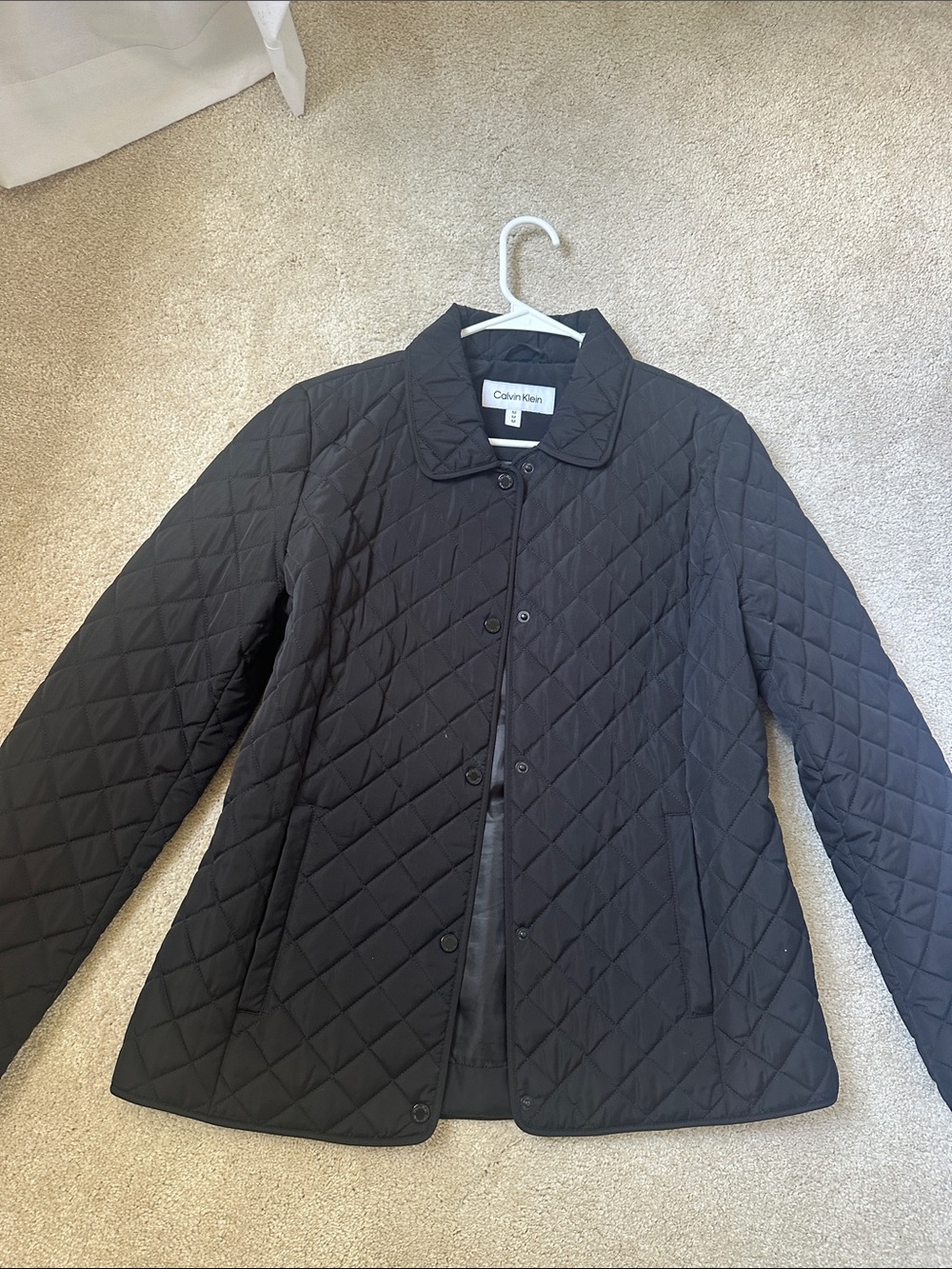 Calvin Klein Black Quilted Snap-Front Utility Jacket
